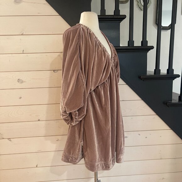 Free People Portia Lantern Sleeve Velvet Mini Dress in Winter Bloom NWT  Size - Picture 7 of 13